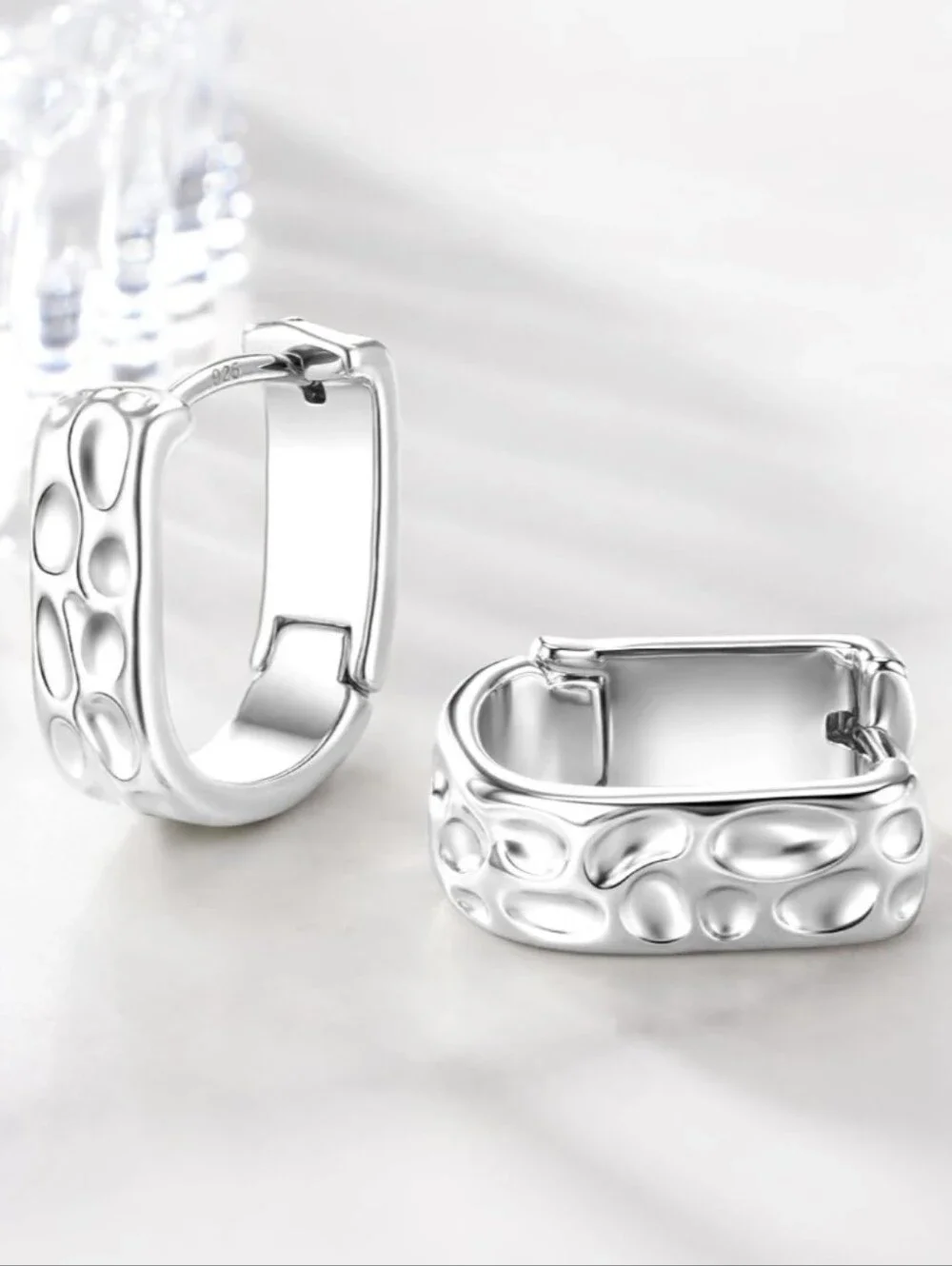 ✨ Jedora 925 Sterling Silver Textured Chunky Huggie Hoop Earrings ✨